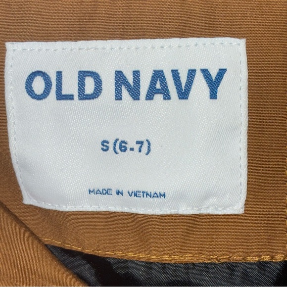 Old Navy Brown Rain Jacket Boys Small (4-6) Utility Snaps Zipper Hood Pockets - Picture 8 of 10